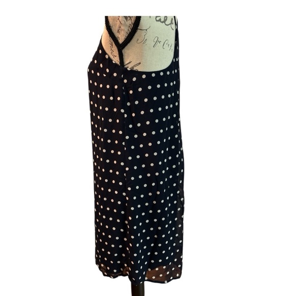 CHARLOTTE RUSSE halter dress, dark blue white polka dots, sz M, lined, keyhole - Picture 3 of 9